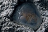 In Lava eingeschlossene Münze